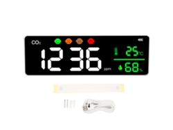 Monitor De Calidad Del Aire Con Pantalla Led, Detector De Co2, Temperatura Y Humedad, Montaje En Pared Dm1306