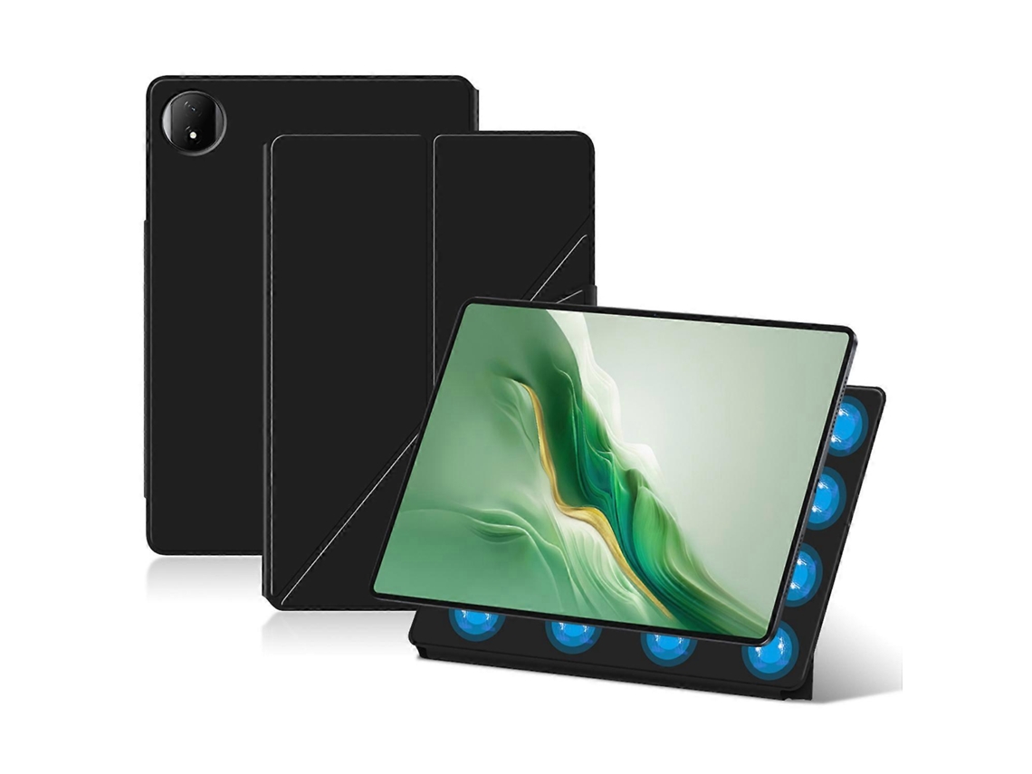 Funda de cuero para tableta Honor Magicpad 2 de 12,3" con soporte origami y función de encendido automático, color negro Chennnls