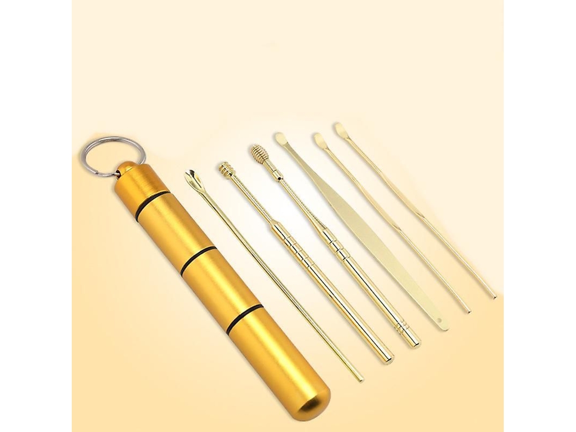 Kit Reutilizable De Acero Inoxidable De 6 Piezas Para La Eliminación De Cerumen, Para Adultos Y Niños, Con Estuche Portátil.