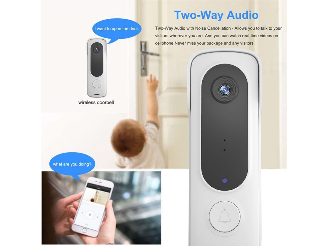 Timbre Inalámbrico Inteligente Con Cámara Hd 480p, Visión Nocturna, Wifi Bidireccional, 2.4g, Ip65