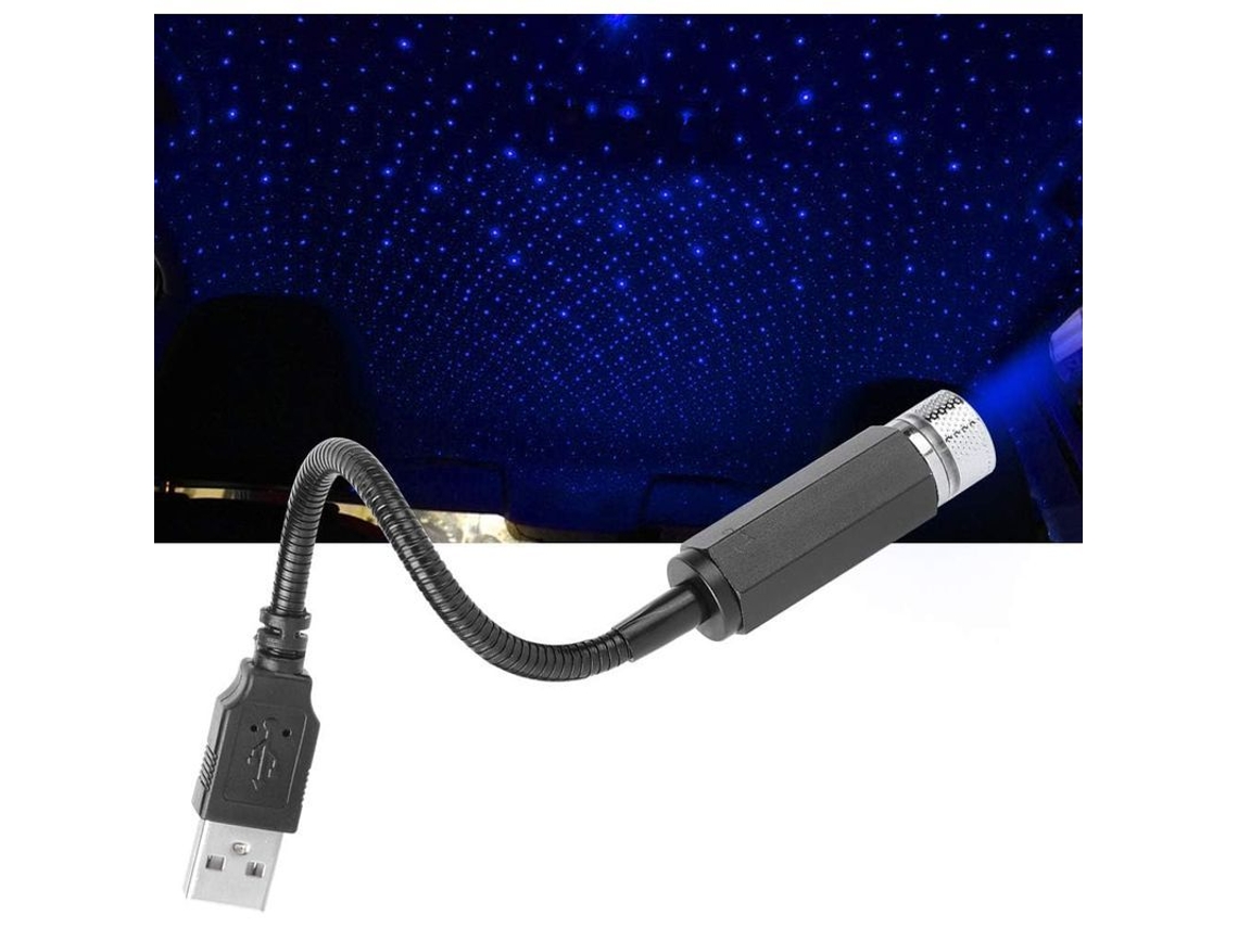 2026-44547-luz De Ambiente Led Para Techo De Coche Linjou Proyector De Estrellas Púrpura Azul Ajustable Usb