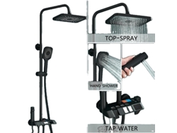 Juego de grifo de ducha, rociador superior, ducha de mano, bidé, pantalla negra OEM
