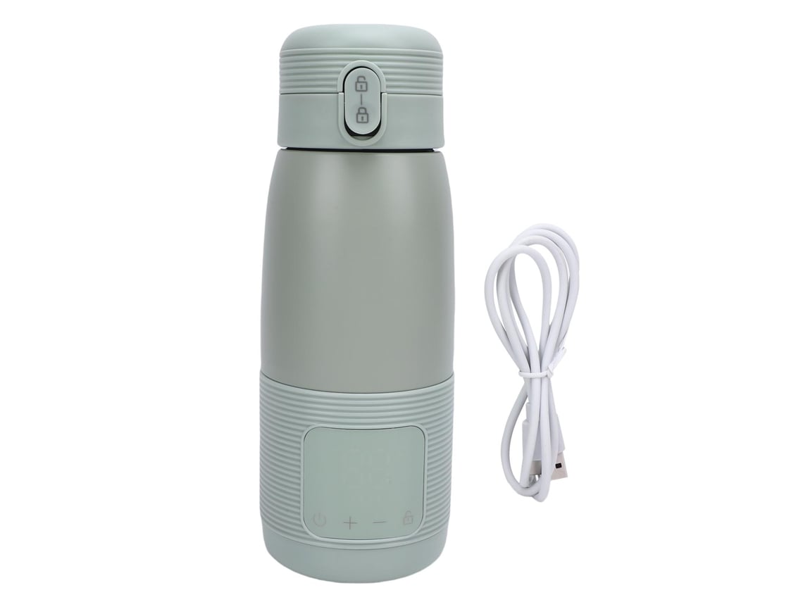 Aquecedor De Leite Portátil Sem Fio Com Bateria 37℃-55℃ Controle De Temperatura 350ml 4400mah Para Viagens Verde Claro