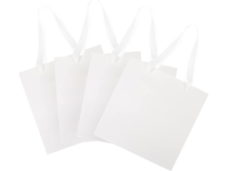 Juego de 4 bolsas de papel kraft con asas, ideales para envasar pan, suministros para fiestas y picnics.