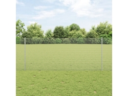 Cerca de alambre soldado con 44 postes en U, color plata, 1 x 50 m, acero, Lovely Home