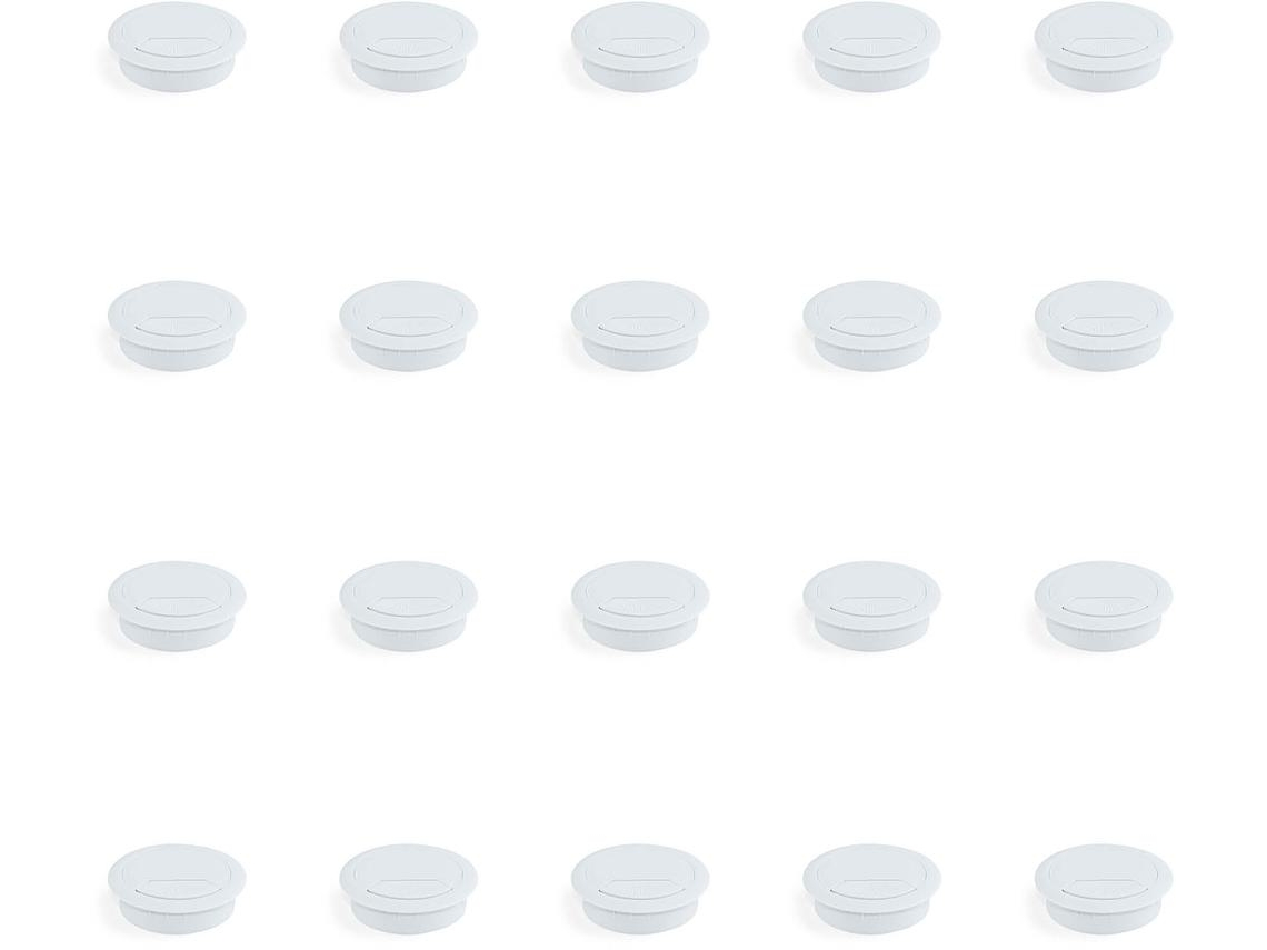 EMUCA Lote de 20 Arandelas Circulares para Cables - Diámetro 60Mm - Para Empotrar - Plástico - Blanco
