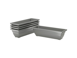 Juego de cinco macetas apilables de plástico, muy resistentes a la intemperie, aptas para uso en interiores y exteriores. Tienda BAGOLY.