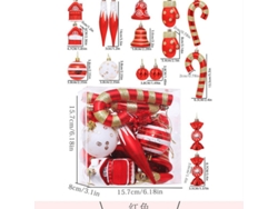 16 artículos navideños de plástico: adornos, figuras y regalos navideños en rojo. Yunzii (formas irregulares)