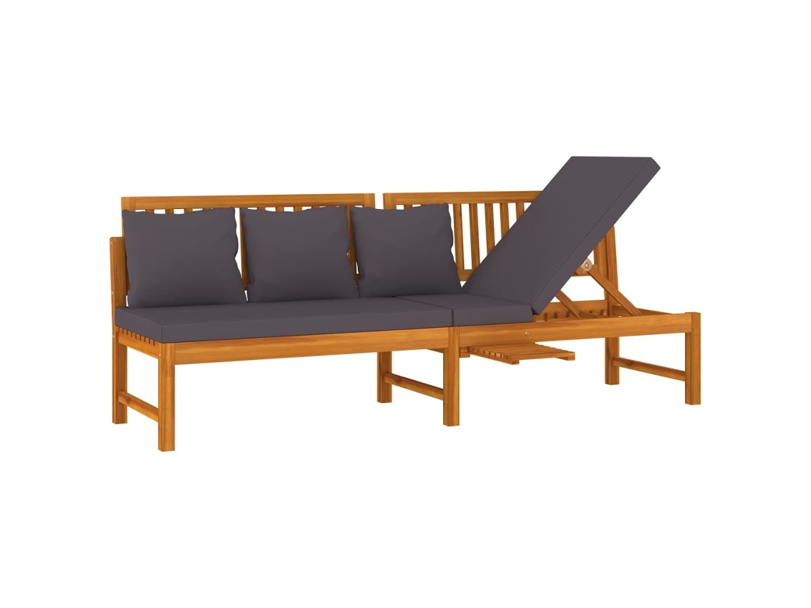 Maison Exclusive - Sofá Cama Con Cojín Madera Maciza Acacia Gris 200x60x75 Cm