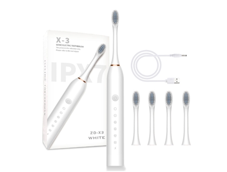 Cepillo de Dientes Eléctrico TRUMSEN X-3 Blanco (45000 Rpm - 6 Modos - Recargable)