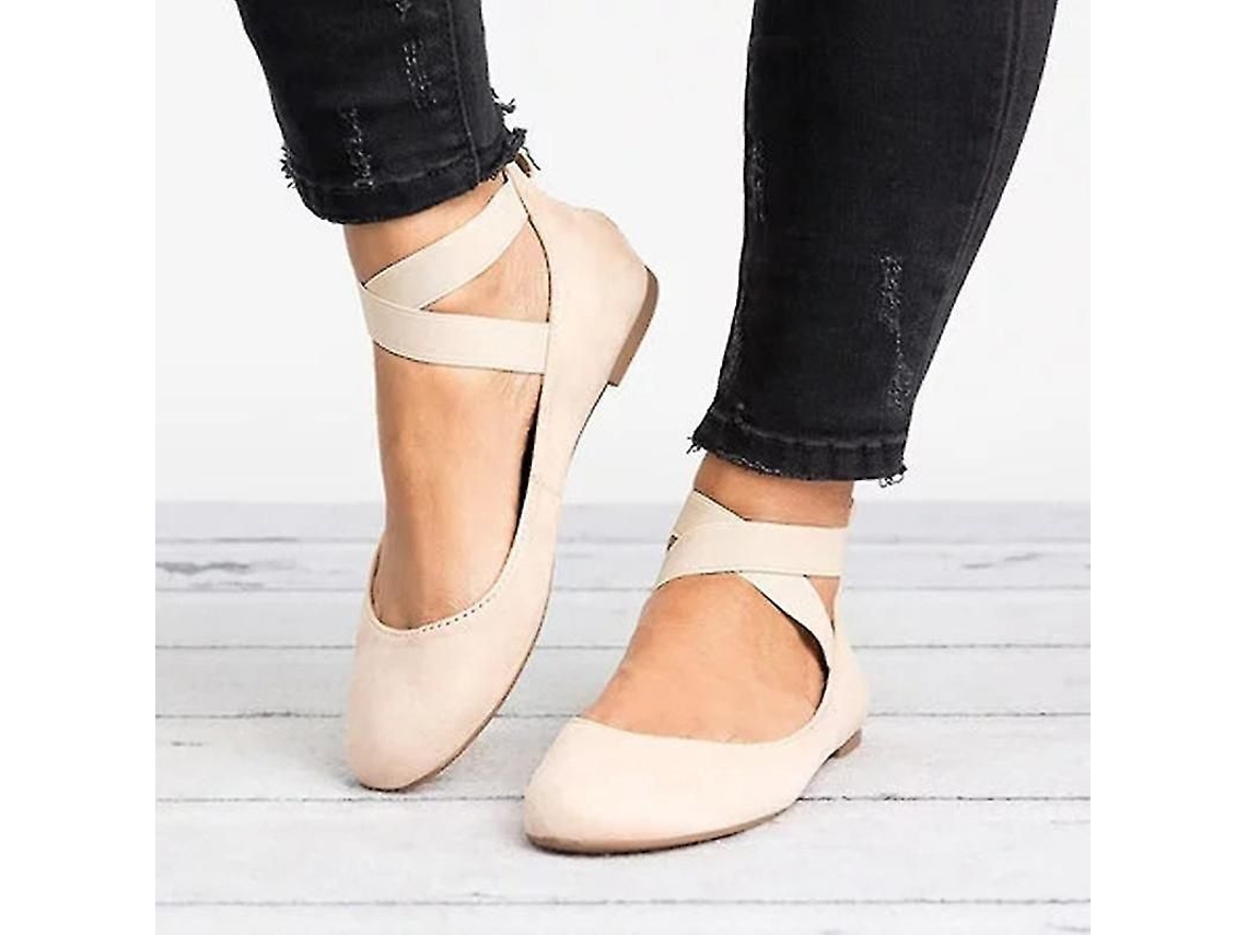 2026-zapatos Planos De Baile Ballet Para Mujer Con Correa Cruzada En Tobillo Y Cremallera
