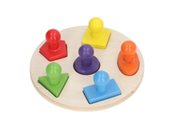 Rompecabezas Educativo De Madera Multicolor Con Tablero Geométrico Redondo Para Niños