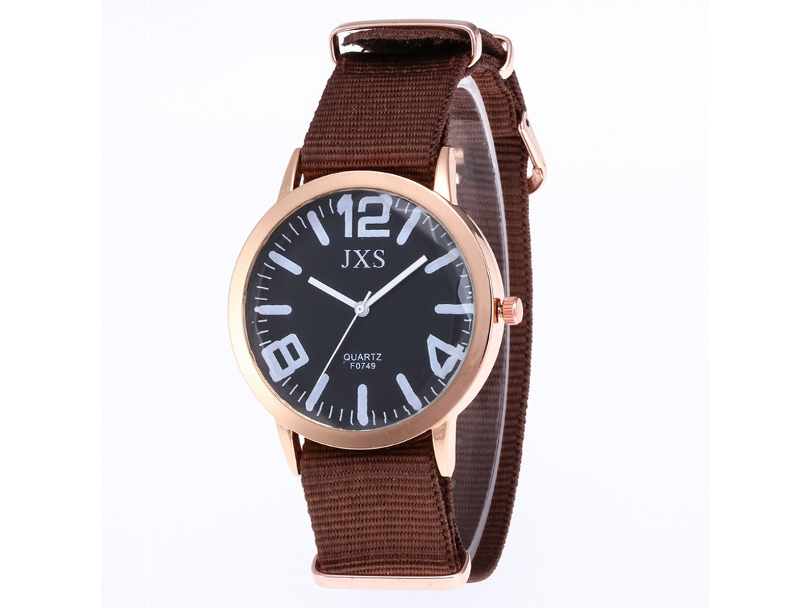 Reloj De Pulsera De Nylon Para Mujer Y Hombre Estudiante De Moda Cuarzo J56(café)