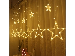 Luces De Cortina Con 138 Led Y 12 Estrellas 8 Modos De Parpadeo Decoración Navidad Ramadán Interior Exterior