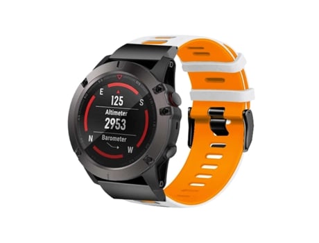 Correa Pioneer para Garmin Instinct Solar Camo Edition Blanco y Naranja