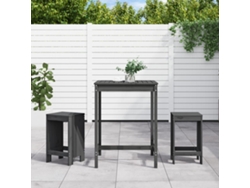 Conjunto Bar 3 Peças Para Jardim Pinho Maciço Cinzento Dkd Home Decor