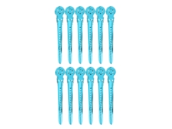 12 Pinzas Para El Cabello Por Caja, Prensas Para Secciones De Peinado Estilo Salón, Color Azul.