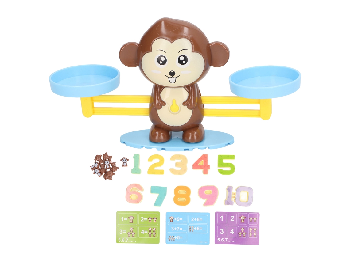 Juego De Equilibrio Matemático Con Un Mono Adorable: Juguete Educativo Para Niños Y Niñas En Edad Preescolar.