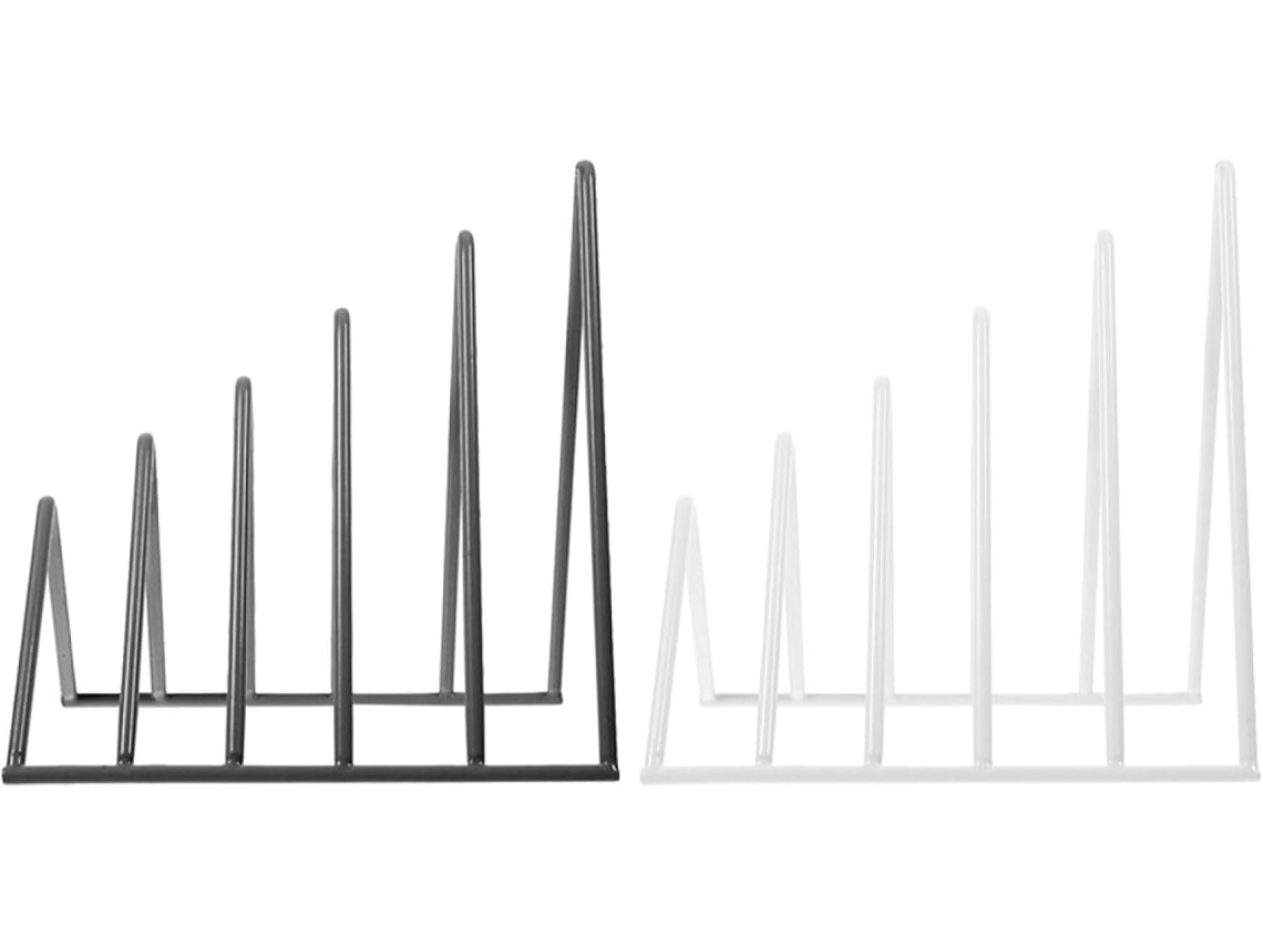 Juego De 2 Organizadores De Archivos Metálicos En Blanco Y Negro, Estantes Triangulares Compactos Para Oficina