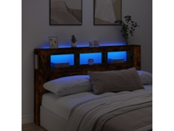 Cabecero Led Madera Ingeniería Roble Ahumado 180x18,5x103,5 Cm