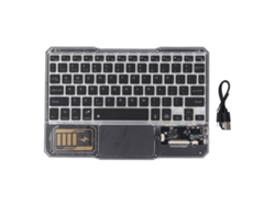 Teclado Bluetooth Transparente Com Touchpad E Iluminação 7 Cores Ultra Fino Portátil Para Tablet E Celular