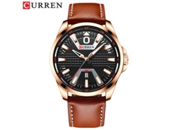 Reloj De Cuarzo Resistente Al Agua (marrón, Dorado, Negro), Correa De Cuero Delgada, Reloj De Negocios Elegante Para Hombre.