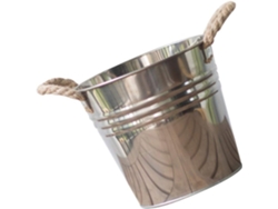 Maceta De Acero Con Asa De Yute, Recipiente Decorativo Para Plantas.