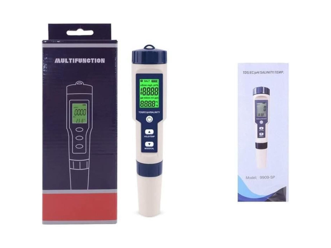 Prueba de calidad del agua multifuncional 5 en 1 Ph-salinidad-temperatura-Tds-Ec pluma para prueba de Ph probador de calidad D 326