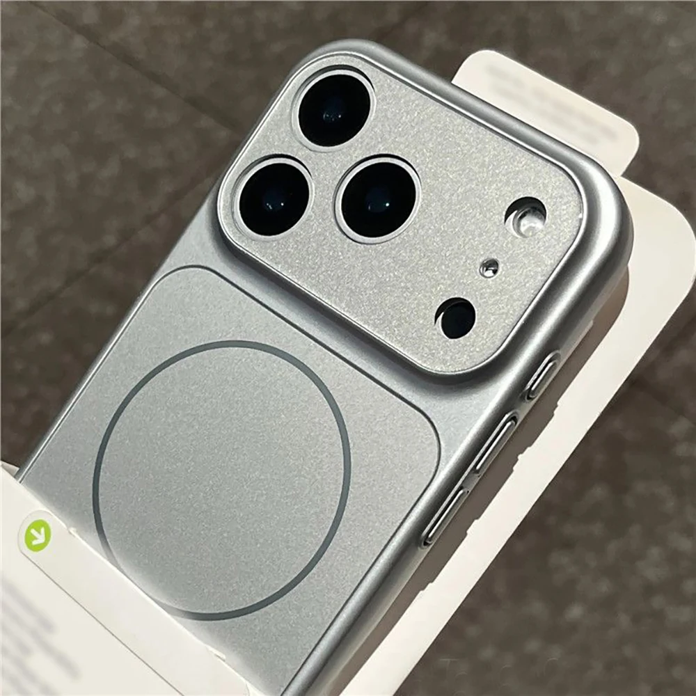 (iphone 15 Plata) Funda Protectora Rígida De Policarbonato Galvanizado A Prueba De Golpes, Compatible Con La Función Magnética Magsafe
