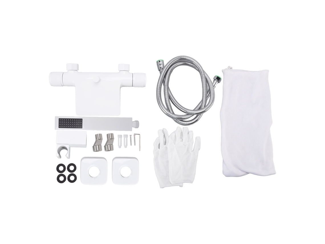 Cabezal de ducha de cobre con válvula de bañera y protector, G1/2 blanco