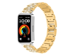 Bracelete Para Huawei Band 10 / 9 / 8 - Aço Inoxidável - Joias De Diamante (14mm) Dourada