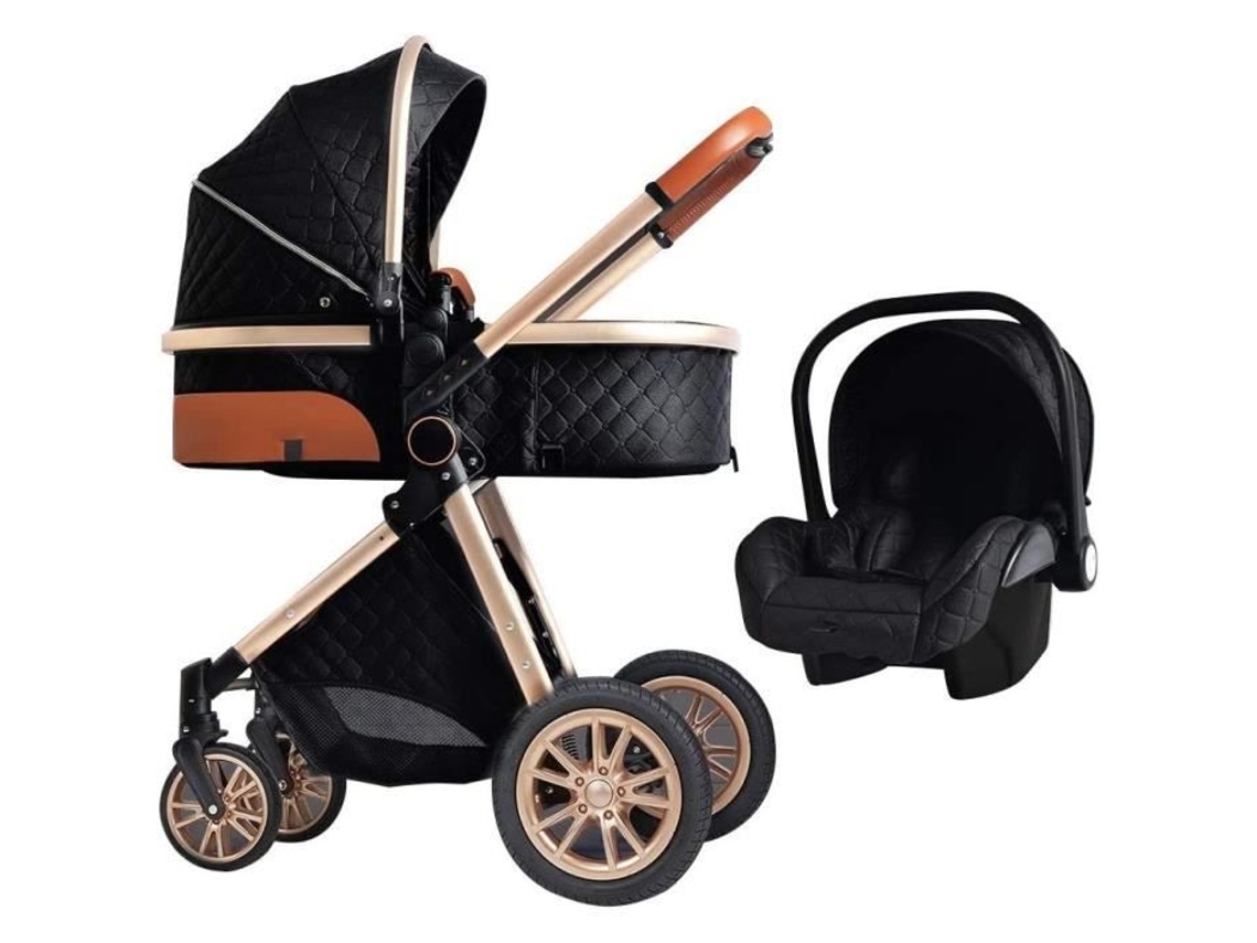 Cochecito de bebé multifuncional Luxcar 3 en 1, fácil de plegar, portátil, con asiento de seguridad, estándar europeo, color negro, envío gratuito.