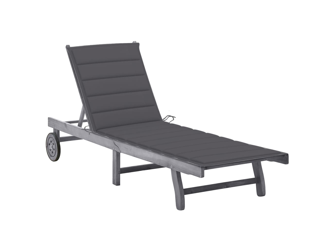Tumbona Lounger de Jardín con Cojín Madera de Acacia Maciza Gris