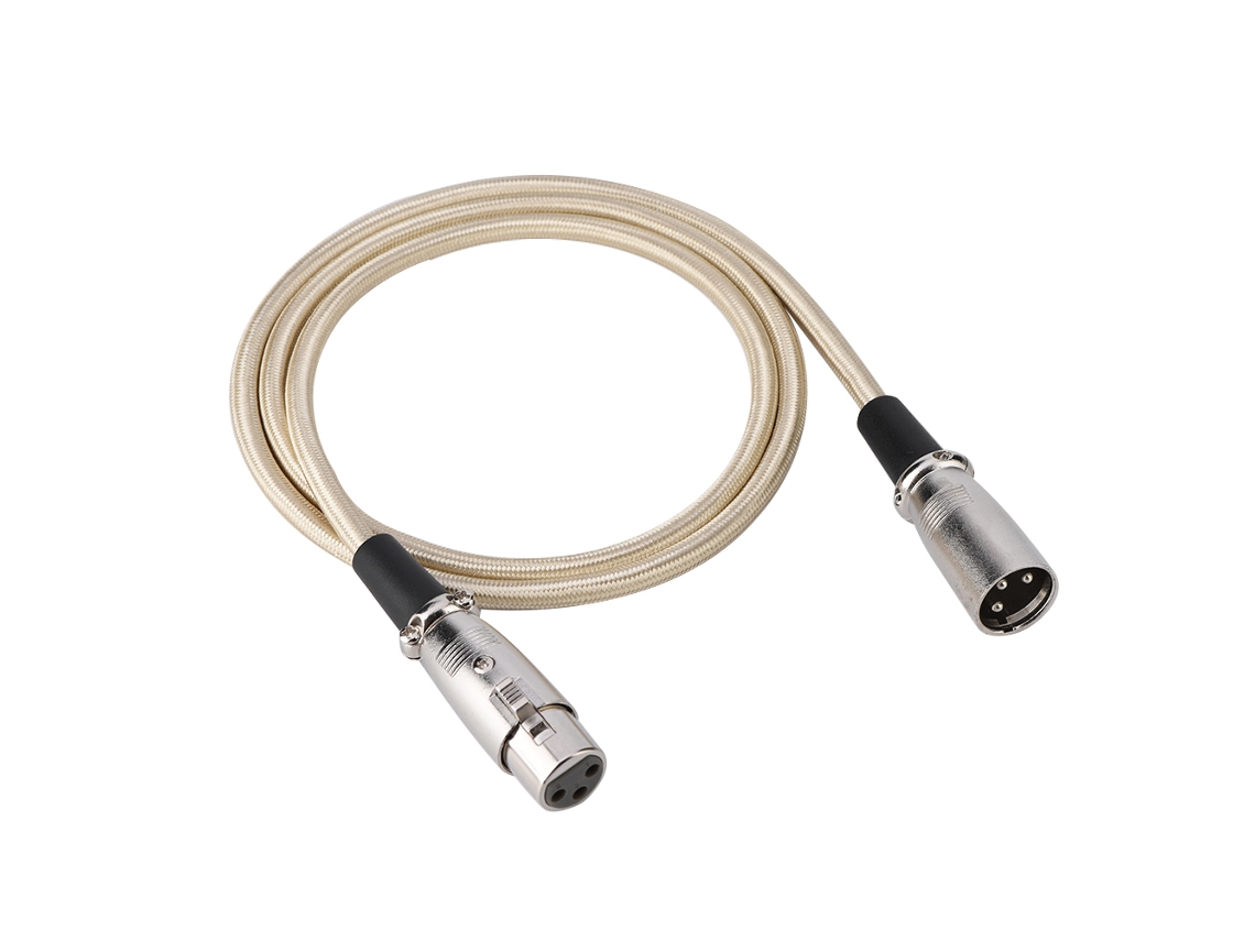 Cable De Micrófono Xlr Macho A Hembra De 3 Pines, 1 Metro (3,3 Pies), Nailon Dorado