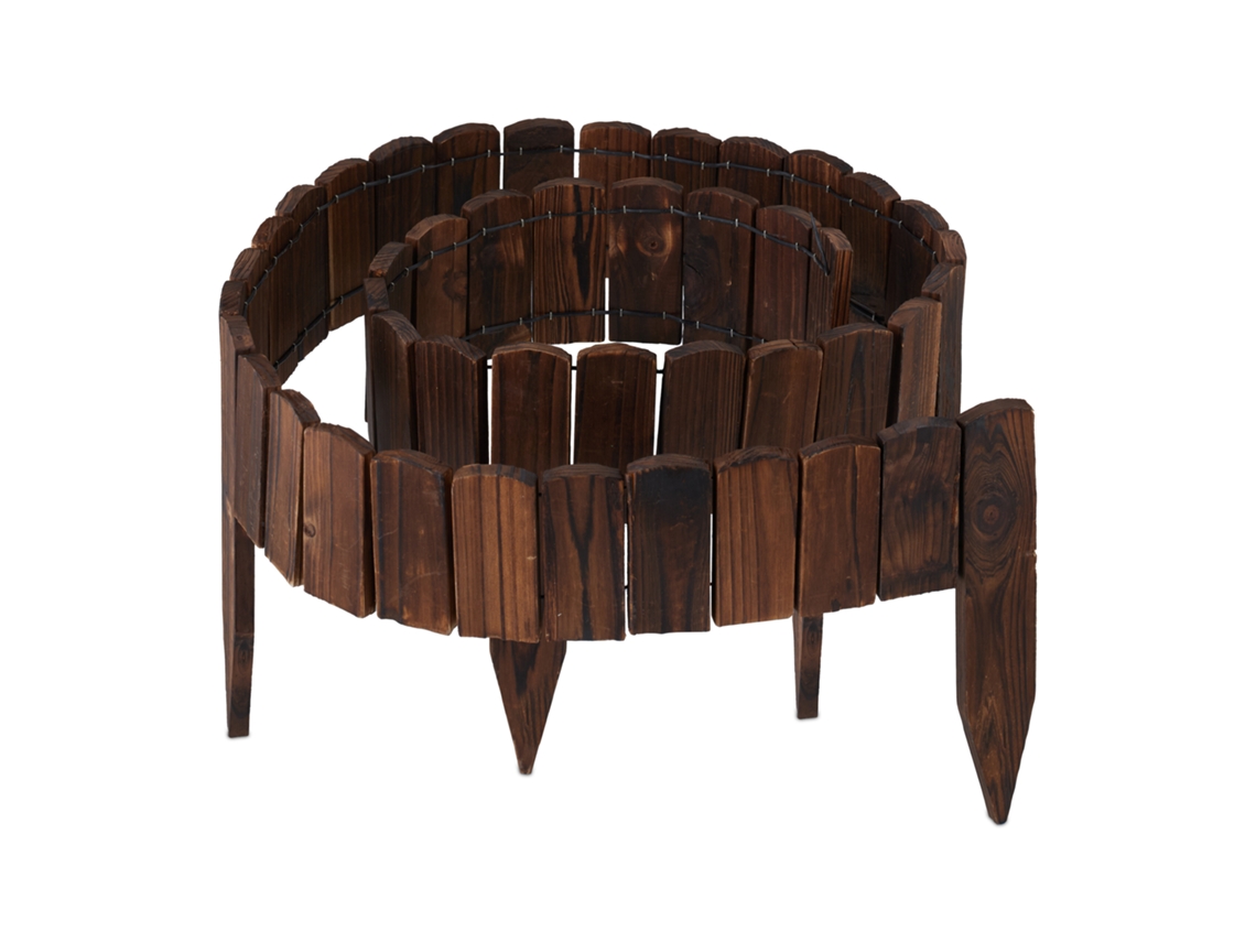 Relaxdays Rebordo De Jardim, 200 Cm, Flexível, Altura Visível: 10 Cm, Para Enterrar, Madeira, Cerca, Castanho