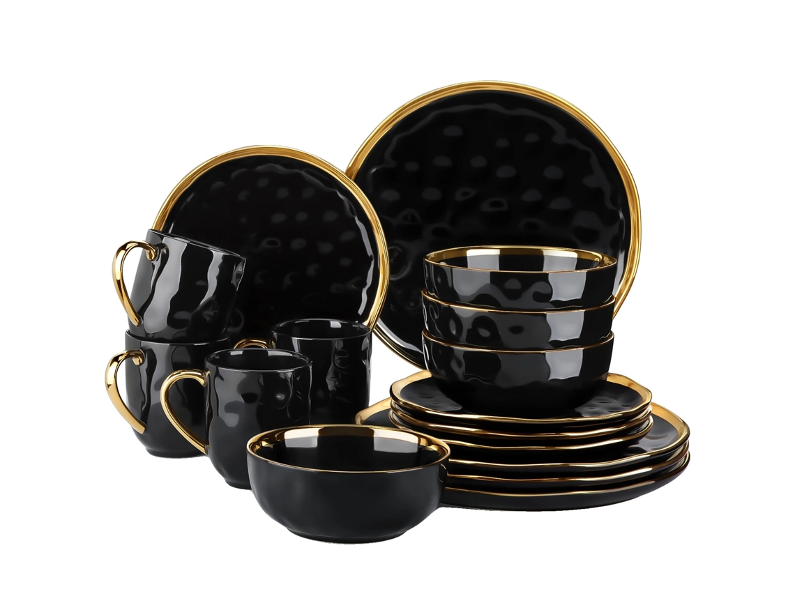 Juego de vajilla, diseño elegante, colección completa de vajilla, 16 piezas