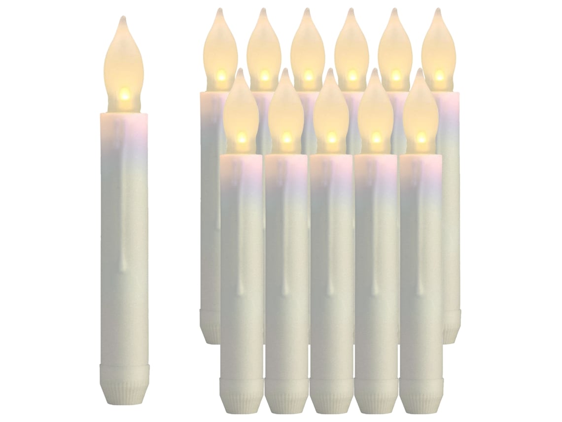 Rebe-12 Velas Elétricas Led De Palo Longo Sem Chama Para Decoração De Natal E Lar