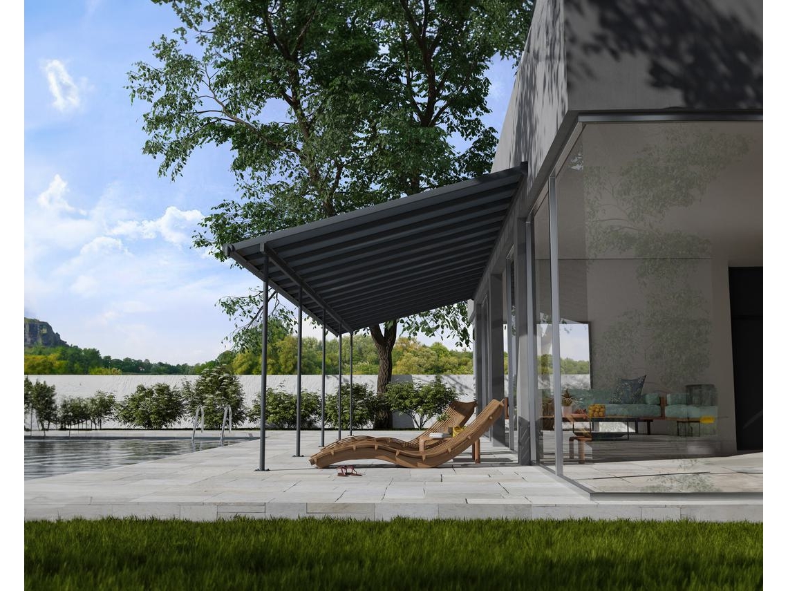 CANOPIA Capri Pérgola Cubierta para Terraza de Aluminio 3X9,7 m Gris