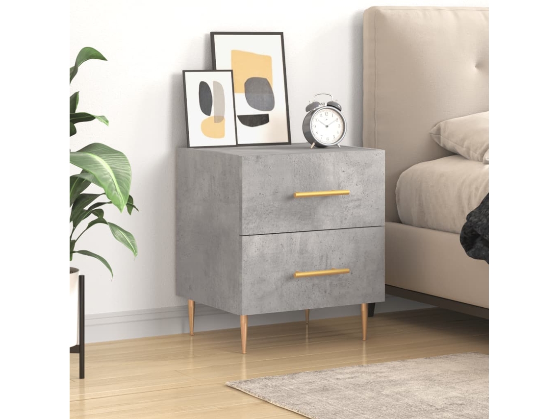 Mesita de Noche 40X35X47,5Cm Derivados de Madera Gris Cemento