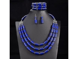Juego De Joyería Para Mujer Con Collar, Pendientes Y Pulsera De Acero Inoxidable Estilo Geométrico Dorado Azul