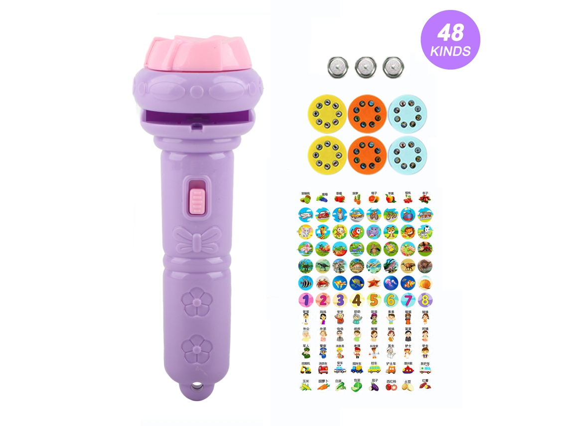2026-linterna Proyector Infantil Con 48 Patrones De Animales Juguete Luminoso Educativo Para Niños Morado