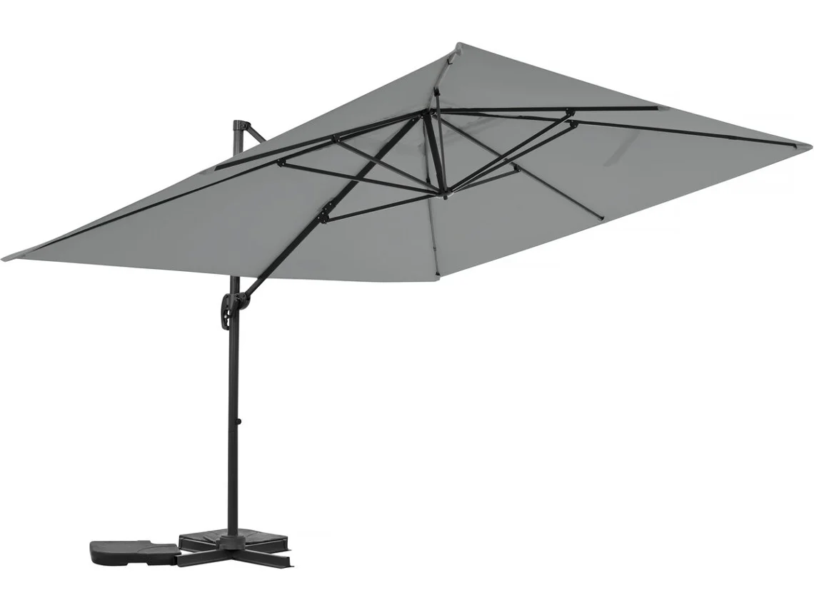 Sombrilla de jardín Sky 4 Cantilever de aluminio, 3 x 4 m, gris, Habitat Et Jardin