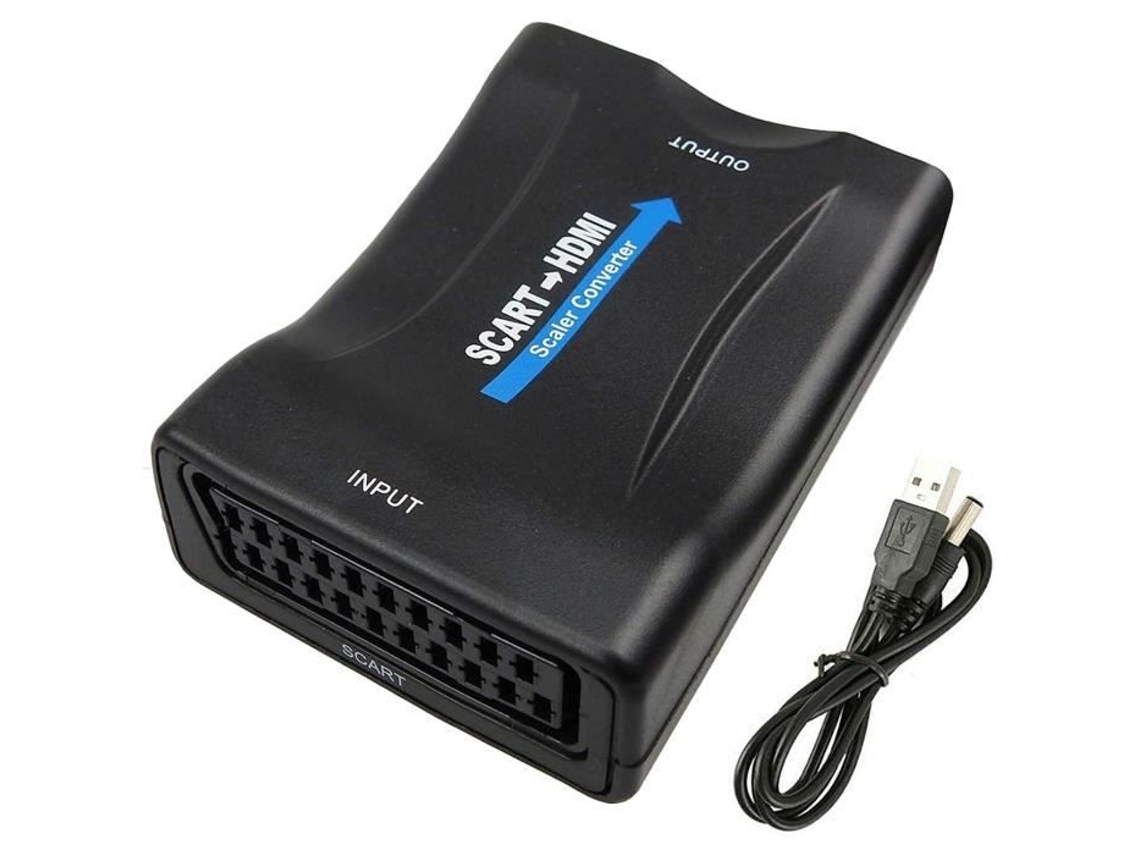 Zxfd Péritel Adaptador de Audio a HDMI Convertidor Euroconector a Adaptador HDMI Adaptador de Audio Vidéo 1080P HD Suppo28