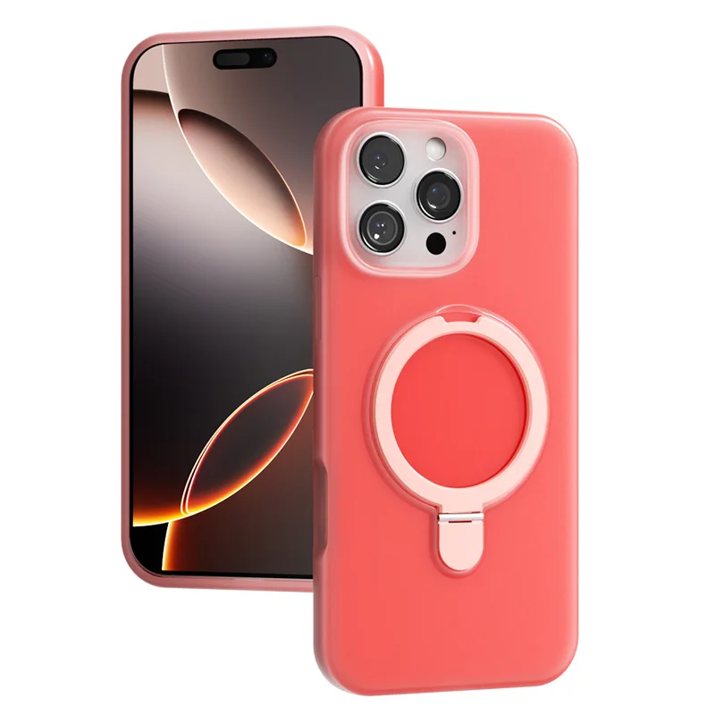 (iphone 17 Pro Max, Rojo) Anillo De Soporte Magnético De Silicona Líquida, Funda Magsafe Para Iphone