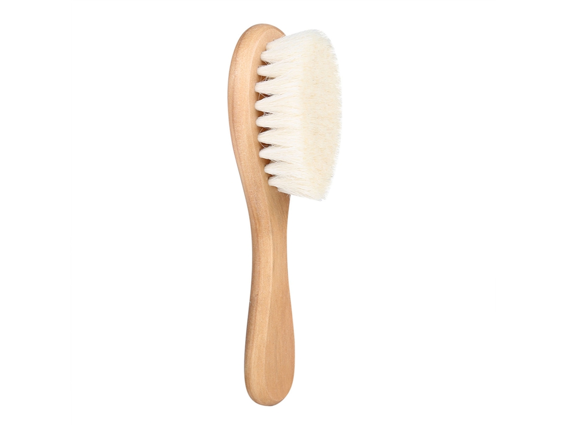 Escova De Cabelo Para Bebê Com Pêlo De Cabra Natural E Cabo De Madeira - Massagem Suave