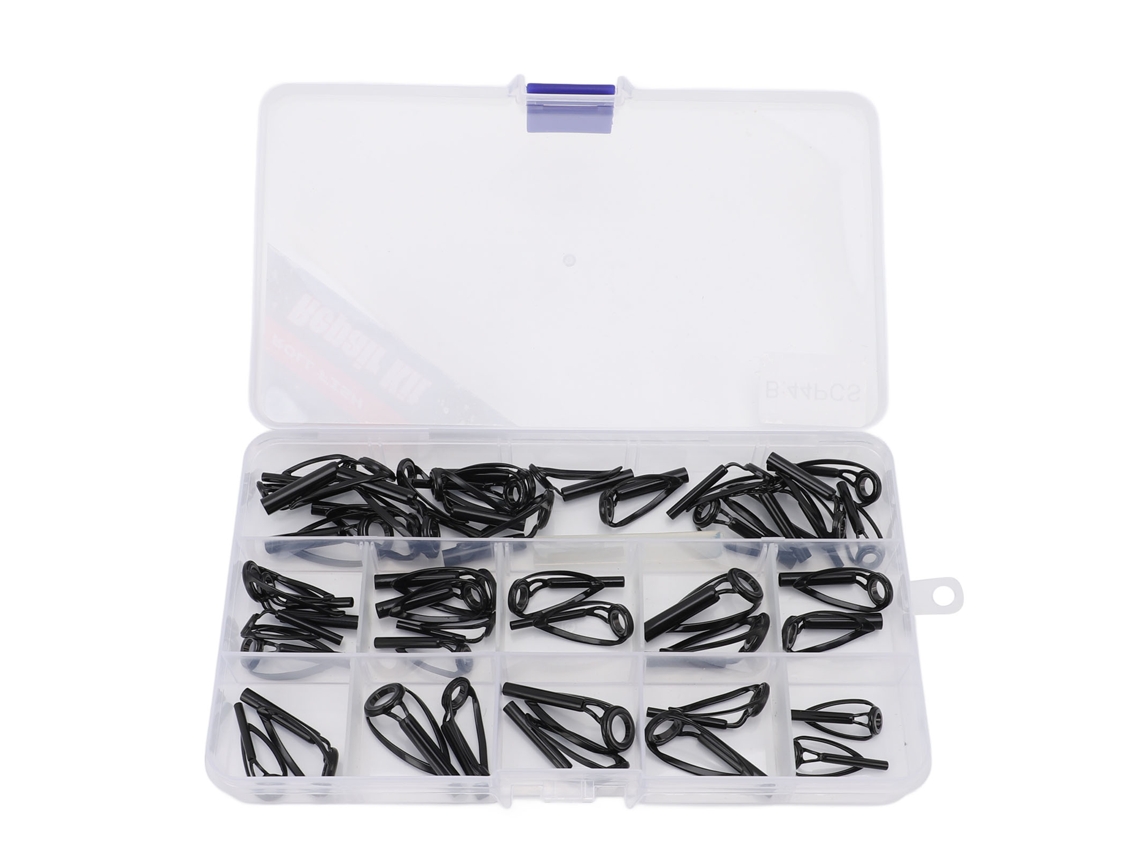 Kit de reparación de cañas de pescar, acero inoxidable y cerámica, 44 piezas