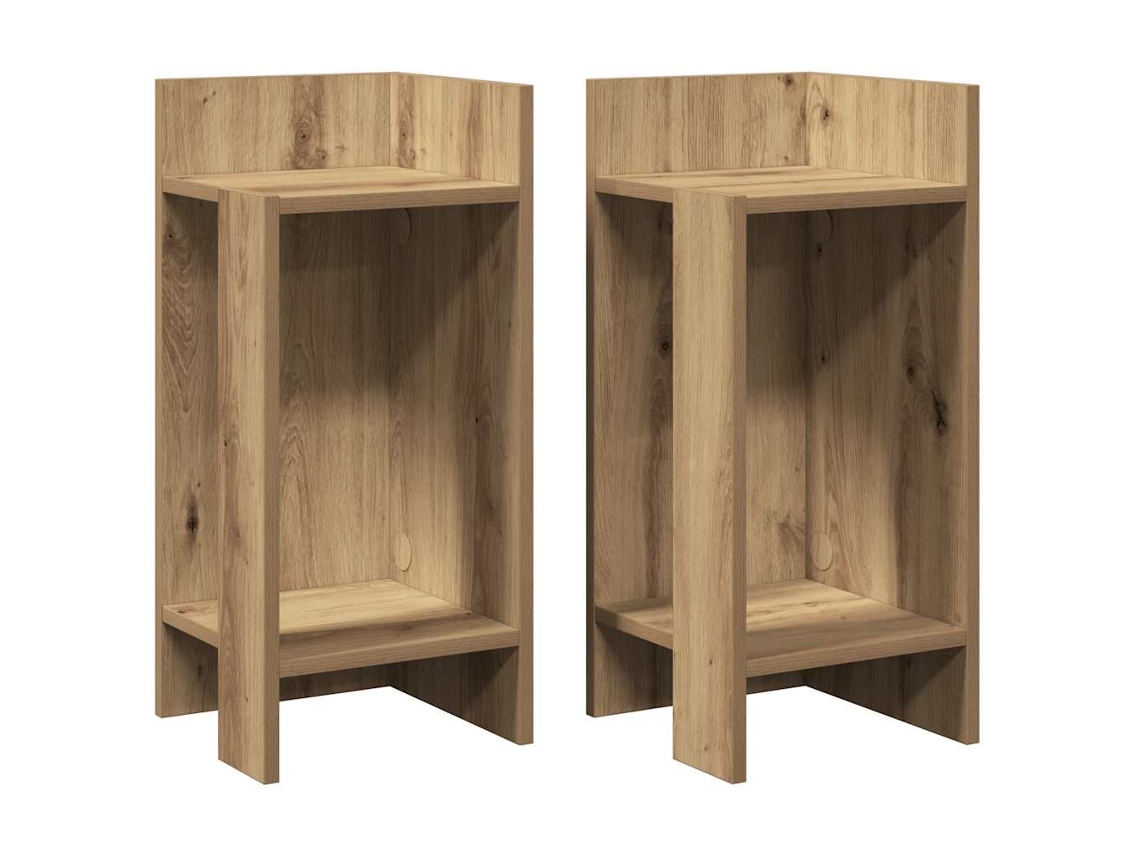 Juego de 2 mesas auxiliares con estante, roble artesanal, MAISON EXCLUSIVE (110x50x103 cm)