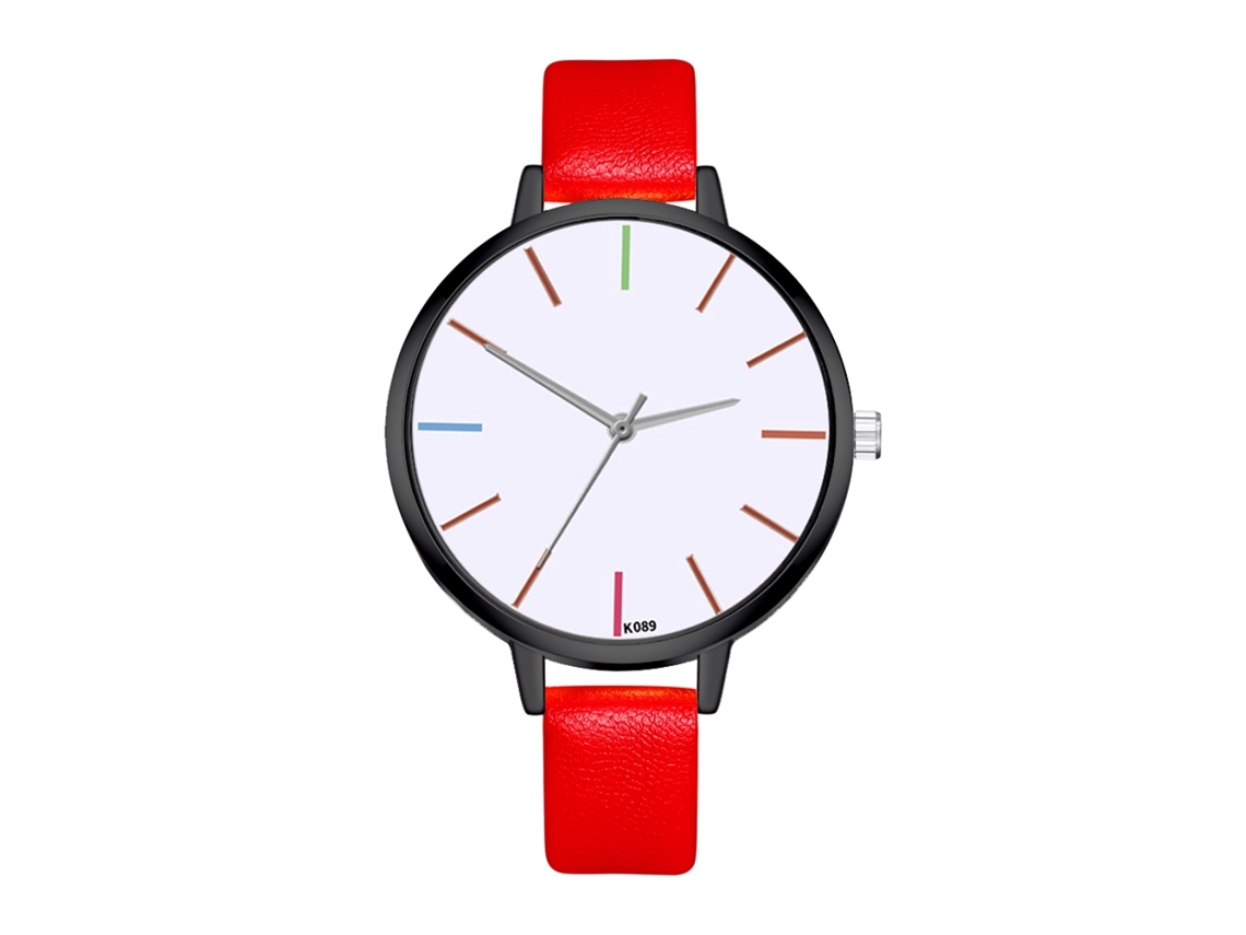 Reloj De Pulsera Analógico De Cuarzo Para Mujer, De Aleación, Con Esfera Redonda, Estilo Moderno, Color Rojo.