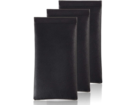 Estuche de cuero para gafas de sol Squeeze Estuche con clip para gafas de 3 piezas Negro TRANTECH