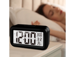 Reloj despertador digital, pantalla LED de 4,3 pulgadas, control de luz, calendario portátil con función de repetición Nicecee